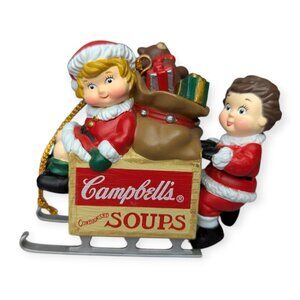 Vintage 1996 Campbell's Soup Kids Sled Christmas Ornament w/Original Box